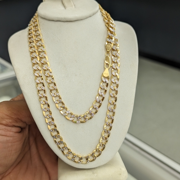 10kt Real Gold Cuban Diamond Cut Chain 6.4mm 26 Inches